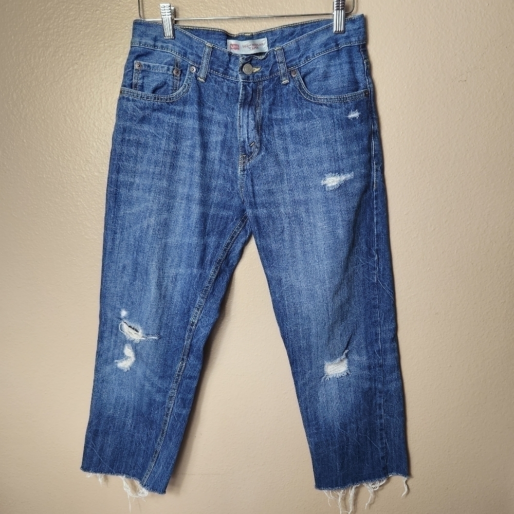 Levi's 502 Tapered Mid Rise Raw Hem Cropped Jeans-Size 29